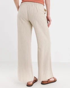 Stripe Linen Mix Wide Leg Trousers