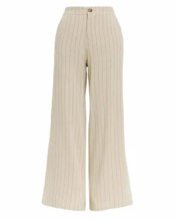 Stripe Linen Mix Wide Leg Trousers