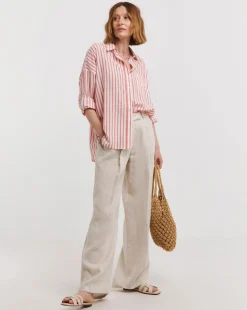 Stripe Oversized Shirt with Tab Detail