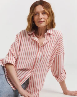 Stripe Oversized Shirt with Tab Detail