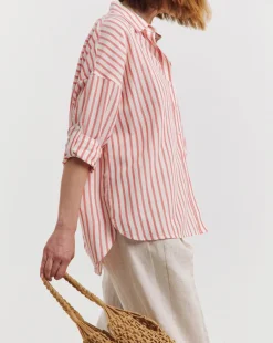 Stripe Oversized Shirt with Tab Detail