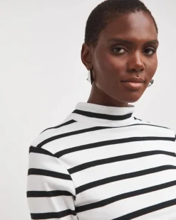 Stripe Turtle Neck Long Sleeve Top