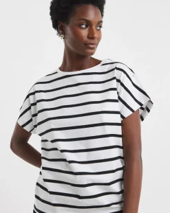 Striped Button Shoulder T-Shirt