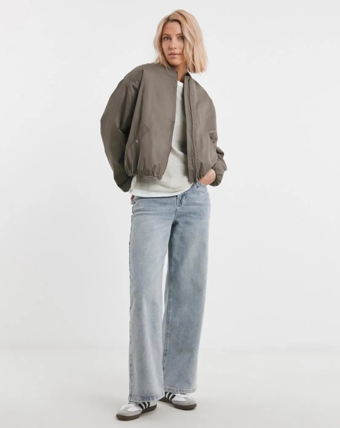 Taupe Bubble Hem Bomer