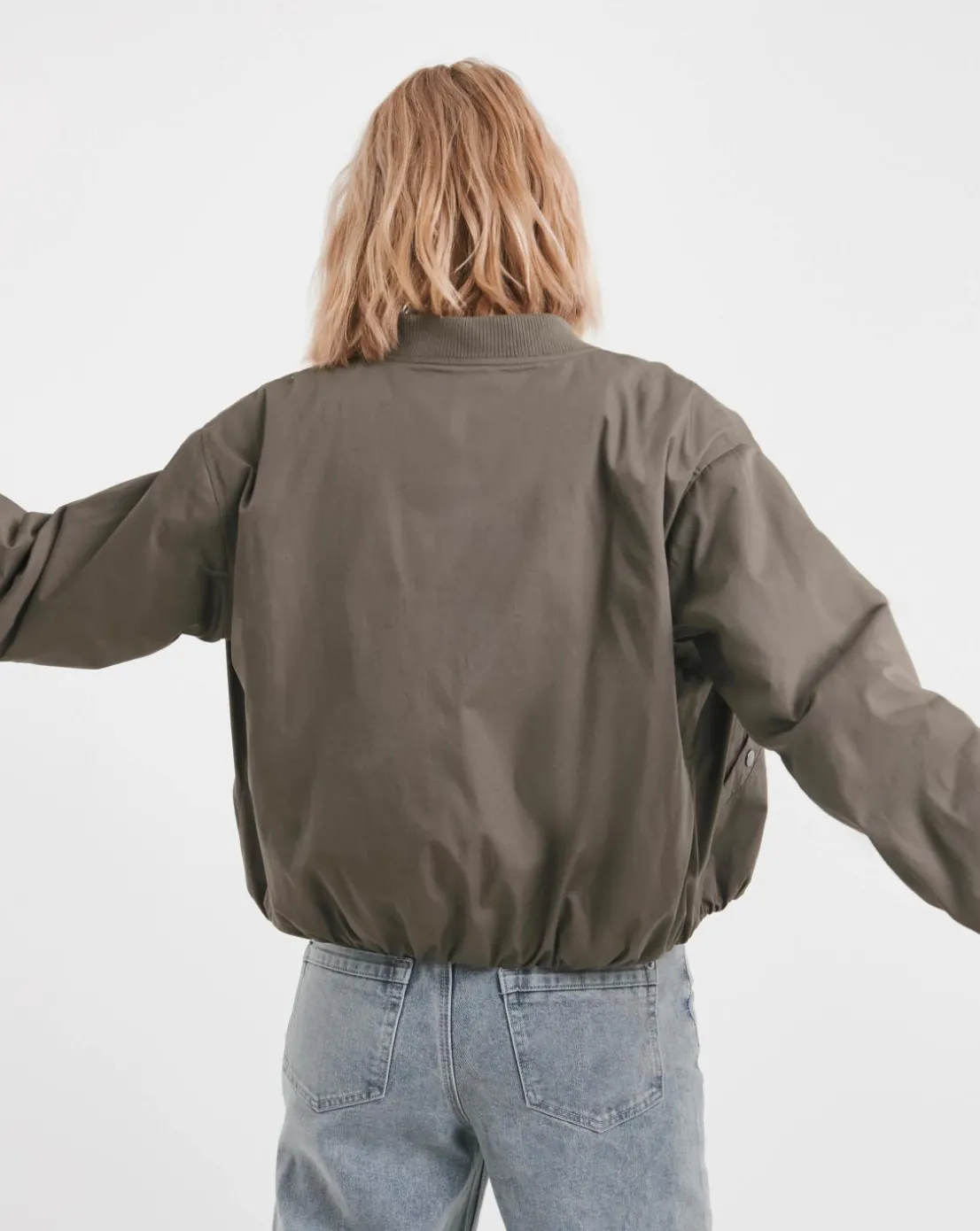 Taupe Bubble Hem Bomer