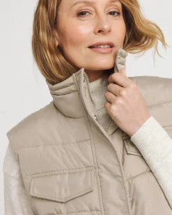 Taupe Longline Quilted Gilet
