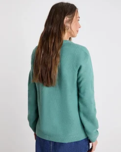 Teal Boxy Crew Neck Cardigan