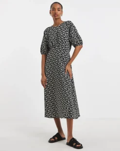 Textured Bubble Sleeve Dress