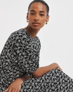 Textured Bubble Sleeve Dress