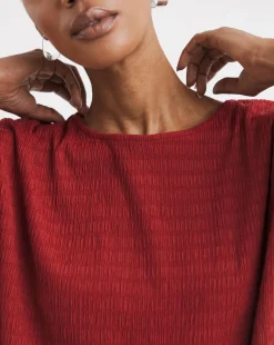 Textured Curved Hem Longline Top