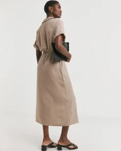 Textured Fabric Short Sleeve Wrap Dress