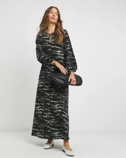 Textured Jersey Keyhole Maxi Dress