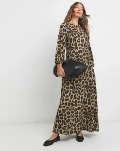 Textured Jersey Keyhole Maxi Dress
