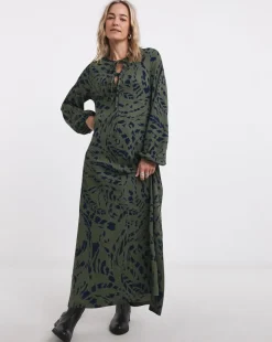 Textured Jersey Tie Detail Maxi Dress