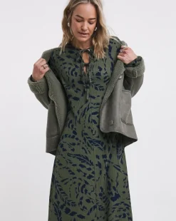 Textured Jersey Tie Detail Maxi Dress