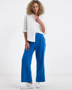 Textured Pleated Wide Leg Trousers