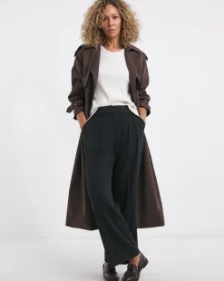 Textured Pleated Wide Leg Trousers