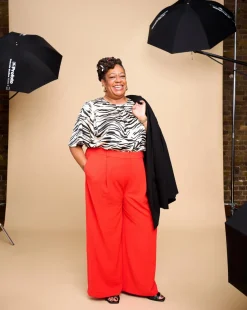 Textured Pleated Wide Leg Trousers