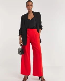 Textured Pleated Wide Leg Trousers