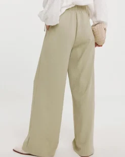 Textured Wide Leg Belted Trouser