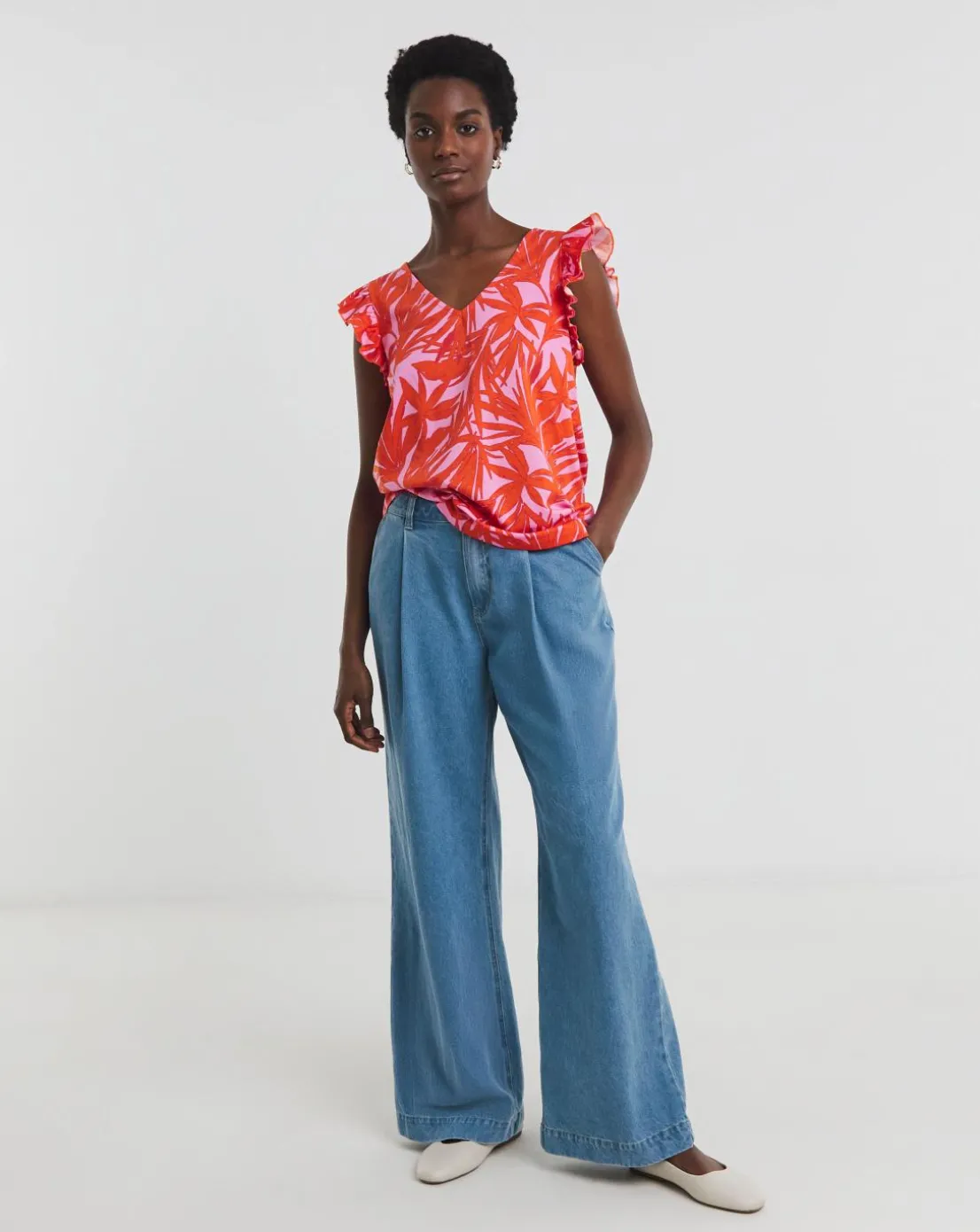 The Ruffle Vest Printed