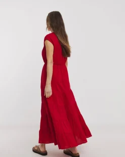 Tie Front Tier Maxi Dress