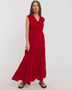 Tie Front Tier Maxi Dress