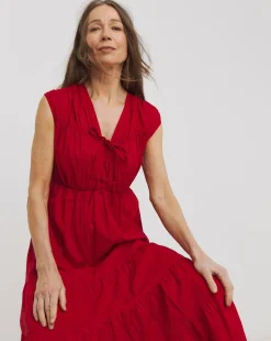 Tie Front Tier Maxi Dress