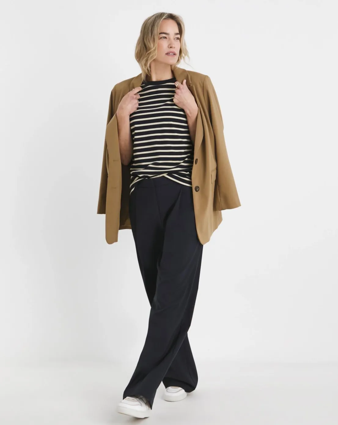 Tommy Hilfiger Stripe Gold Button Crew Neck Short Sleeve T- Shirt