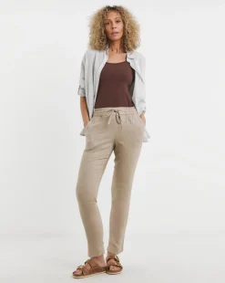 Truffle Linen Mix Tapered Trousers