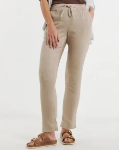 Truffle Linen Mix Tapered Trousers