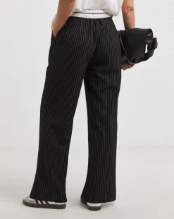 Turnover Waistband Pinstripe Trousers