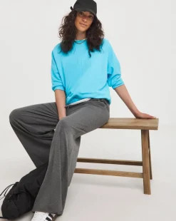 Turquoise 3/4 Sleeve Longline Sweatshirt
