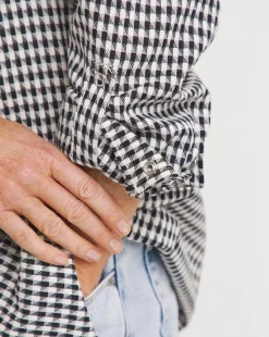 Twill Houndstooth Long Sleeve Shacket