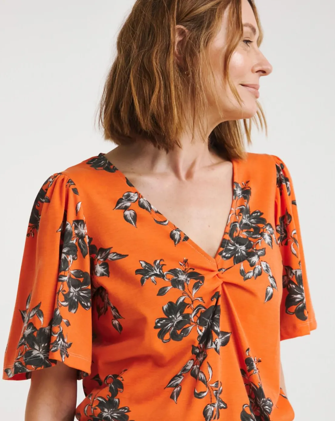 Twist Front Top Angel Sleeve Top