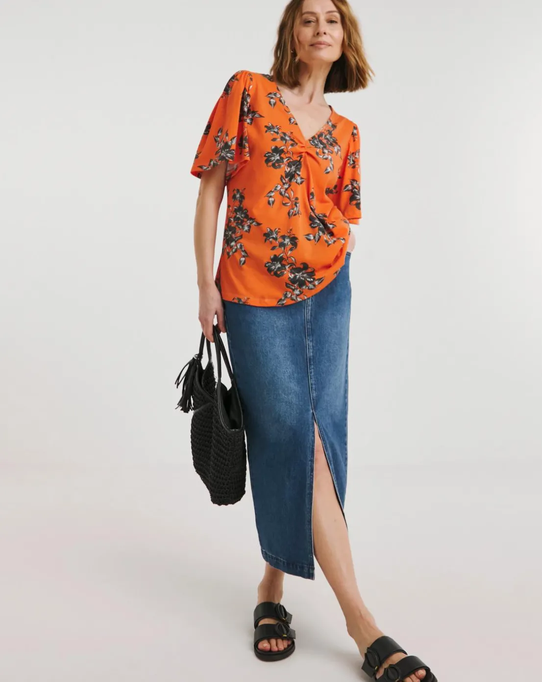 Twist Front Top Angel Sleeve Top