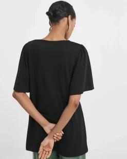 V neck Angel Sleeve Longline Top