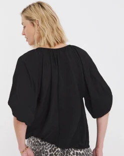 V Neck Bubble Hem Top