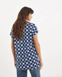 V Neck Grown on Sleeve Trim Insert Longline Top