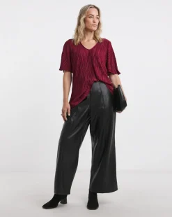 V Neck Longline Plisse Top