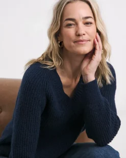 V Neck Open Stitch Jumper