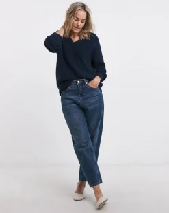 V Neck Open Stitch Jumper