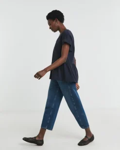 V Neck Peplum Side Panel Top