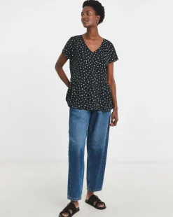 V Neck Peplum Side Panel Top