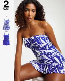 Value 2 Pack Bandeau Swimdresses With Detachable Straps