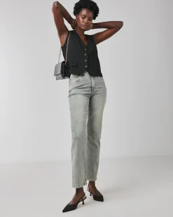 Vintage Wash Straight Leg Jeans