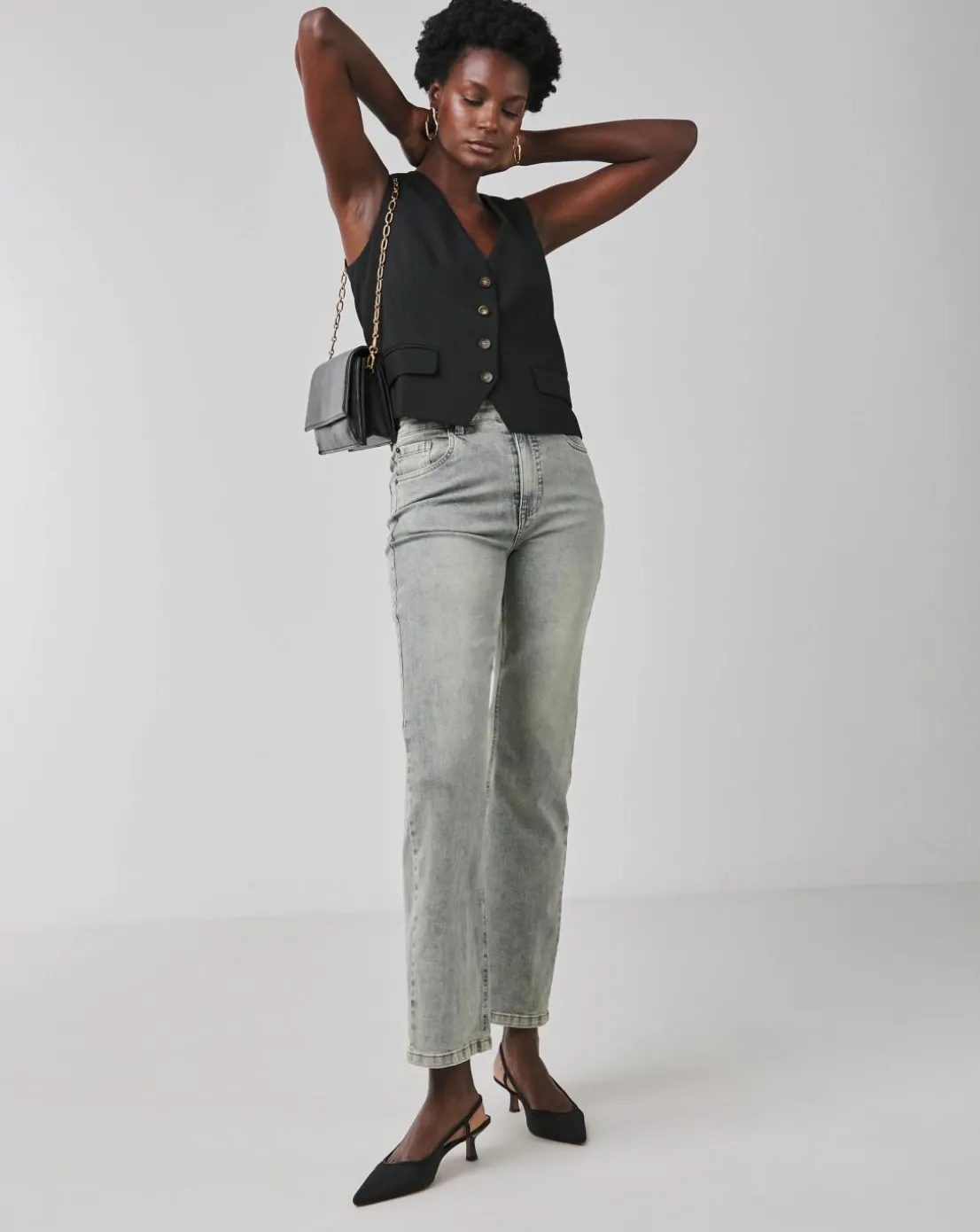 Vintage Wash Straight Leg Jeans