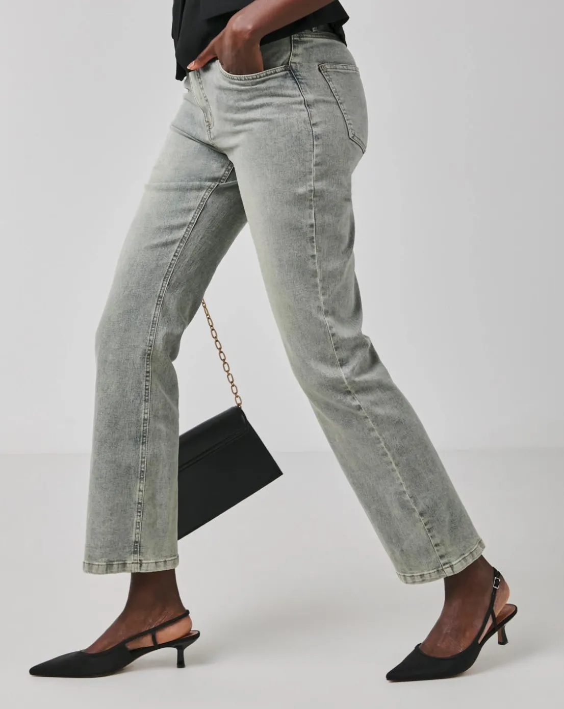 Vintage Wash Straight Leg Jeans