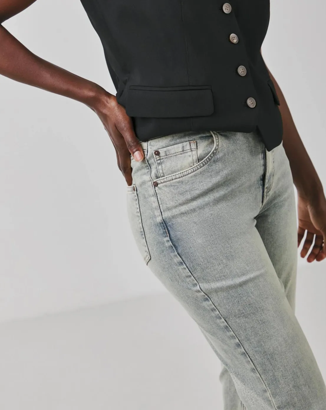 Vintage Wash Straight Leg Jeans