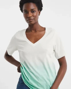 V-Neck Short Sleeve Ombre T-Shirt